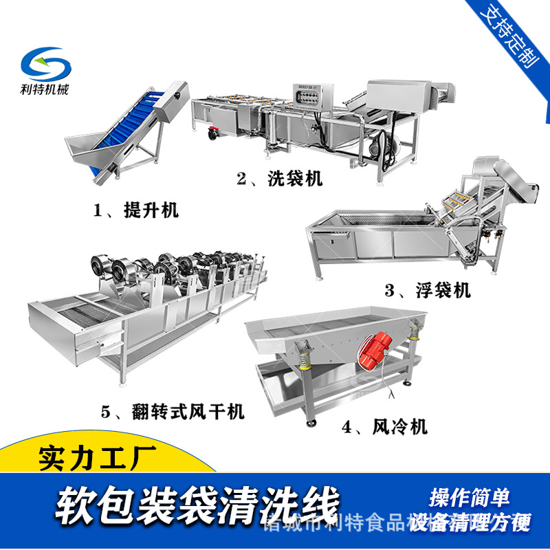 軟包裝袋（dài）清洗（xǐ）風幹流水線
